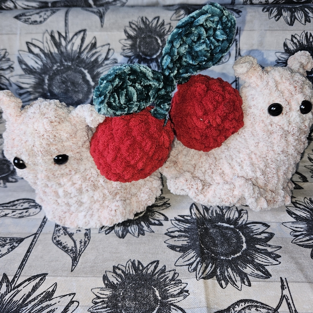 Crochet Cherry Snails Plushie - Picture 9 of 9